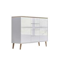Kommode Mailand Typ 11 Weiß/Eiche - Weiß Hochglanz/Weiß, MODERN, Holz/Holzwerkstoff (105,5/86/33cm) - MID.YOU