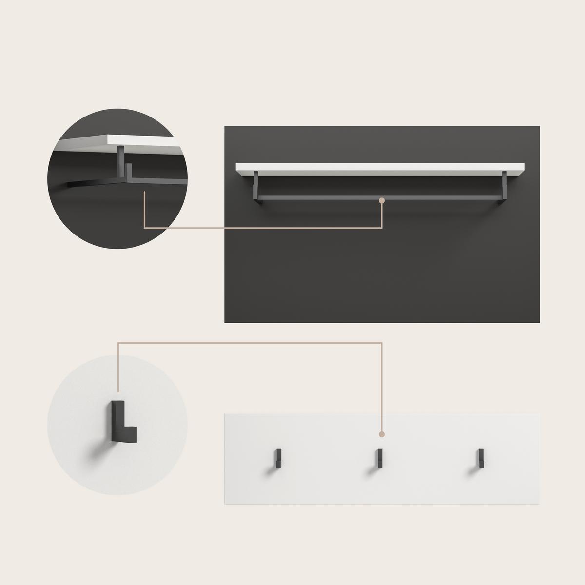Predsoba Canu, Bela, Siva, 4-Delna - siva/bela, Design, leseni material (175/190/37cm) - Livetastic
