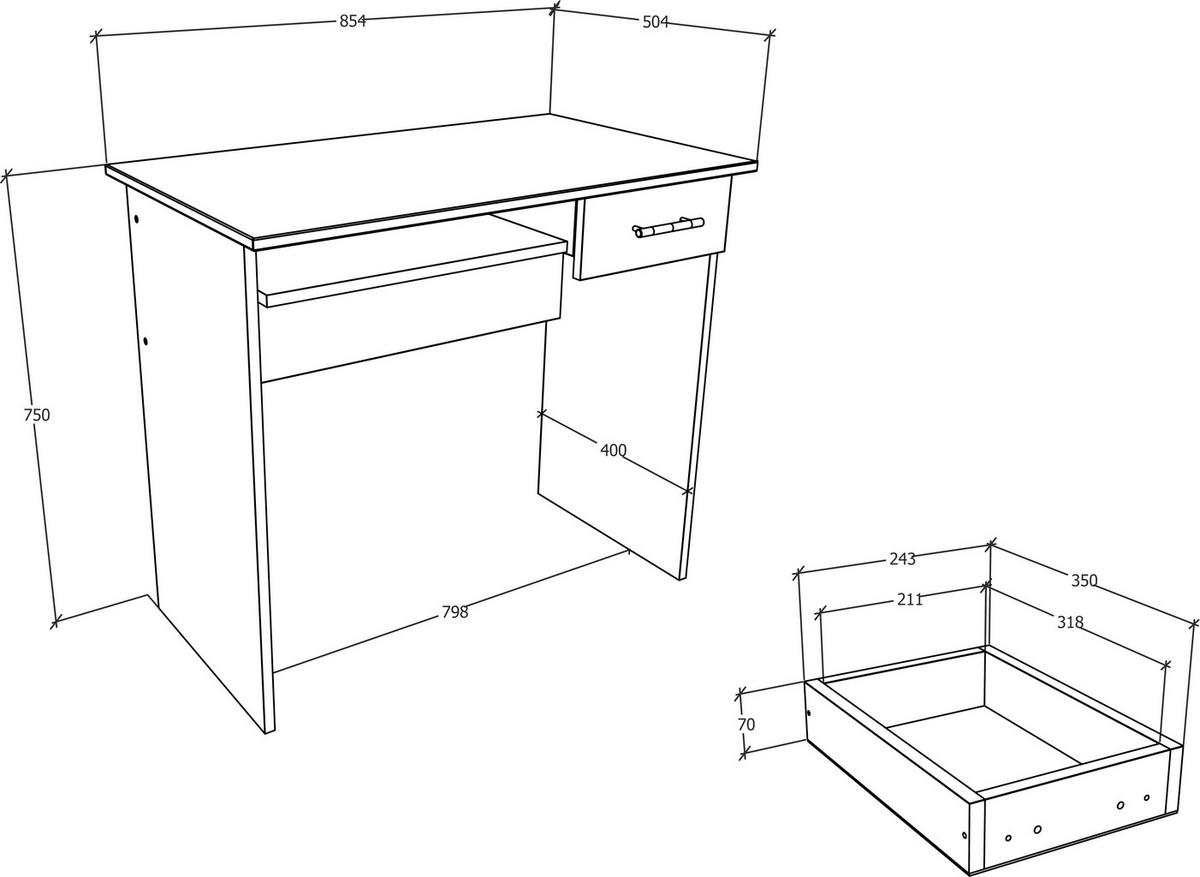 Pisalna Miza Arusa, Bela, 85x50 - bela/barve aluminija, Moderno, kovina/leseni material (85/50/75cm) - MID.YOU