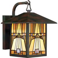 Kültéri Falilámpa Qz-Inglenook2-M Tiffany - bronzszínű, Konventionell, üveg/fém (21.5/31.4/26.1cm) - Elstead Lighting