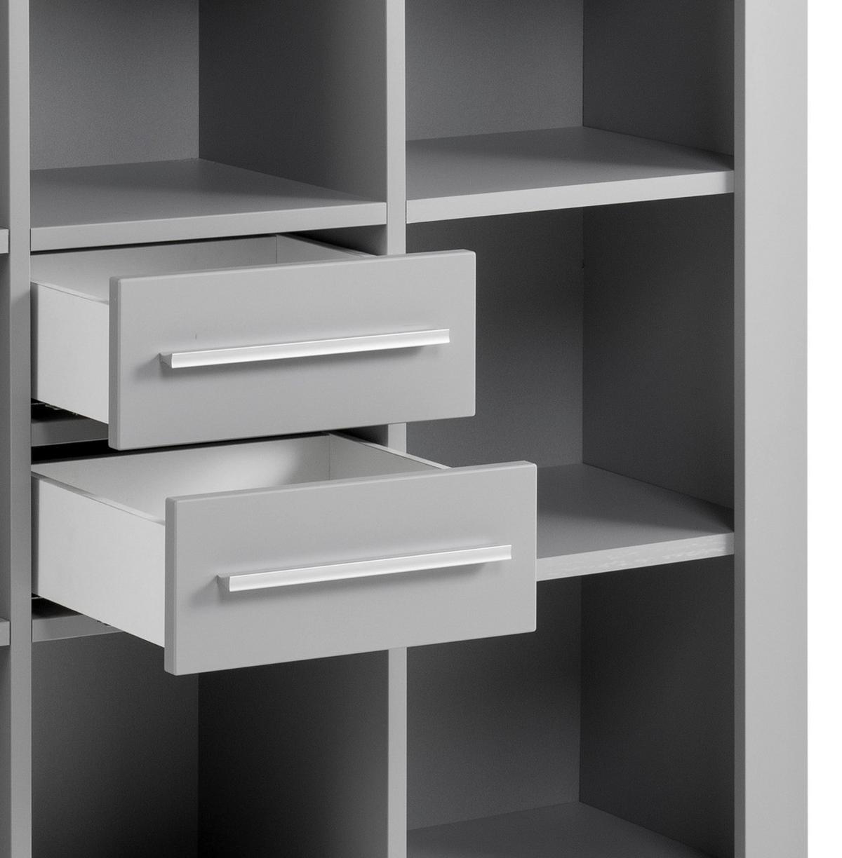 Standregal in Grau 'Nikola' - Silberfarben/Schwarz, KONVENTIONELL, Holzwerkstoff/Kunststoff (138/128/41cm) - MID.YOU