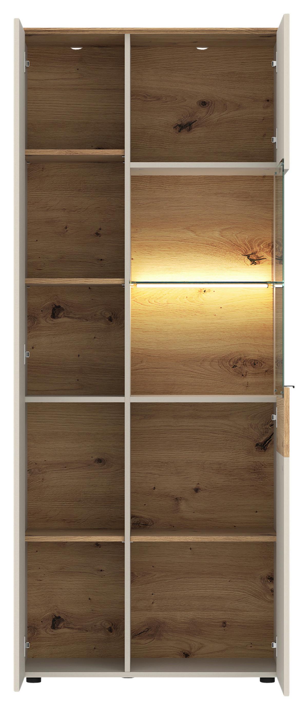 Vitrina Viona - kašmir/hrast Artisan, Basics, staklo/drvni materijal (80/195/40cm) - Modern Living