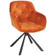 Armlehnstuhl aus Samt in Orange - Schwarz/Orange, LIFESTYLE, Holz/Textil (68/86/64cm) - Premium Living Armlehnstuhl aus Samt in Orange - Schwarz/Orange, LIFESTYLE, Holz/Textil (68/86/64cm) - Premium Living