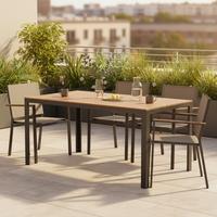 Gartentisch Break ca. 150x90 cm Natur - Schwarz/Naturfarben, KONVENTIONELL, Kunststoff/Metall (150/90/75cm) - Gardenson