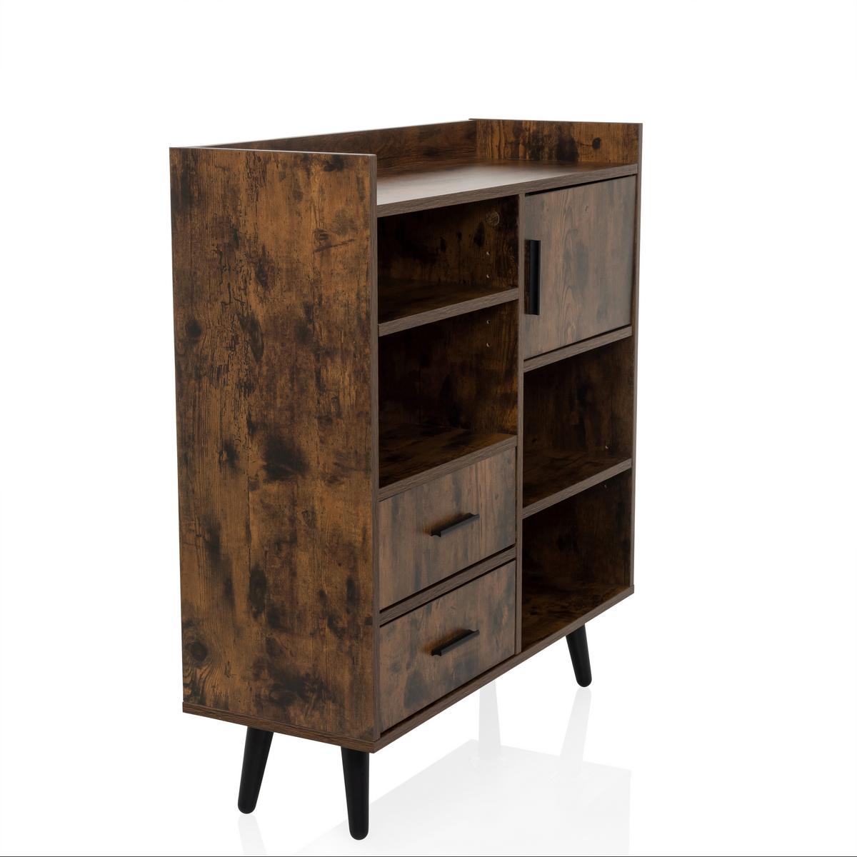 Komoda Myrdal, Rjava, Črna - črna/rjava, Moderno, kovina/leseni material (80/90/30cm) - MID.YOU