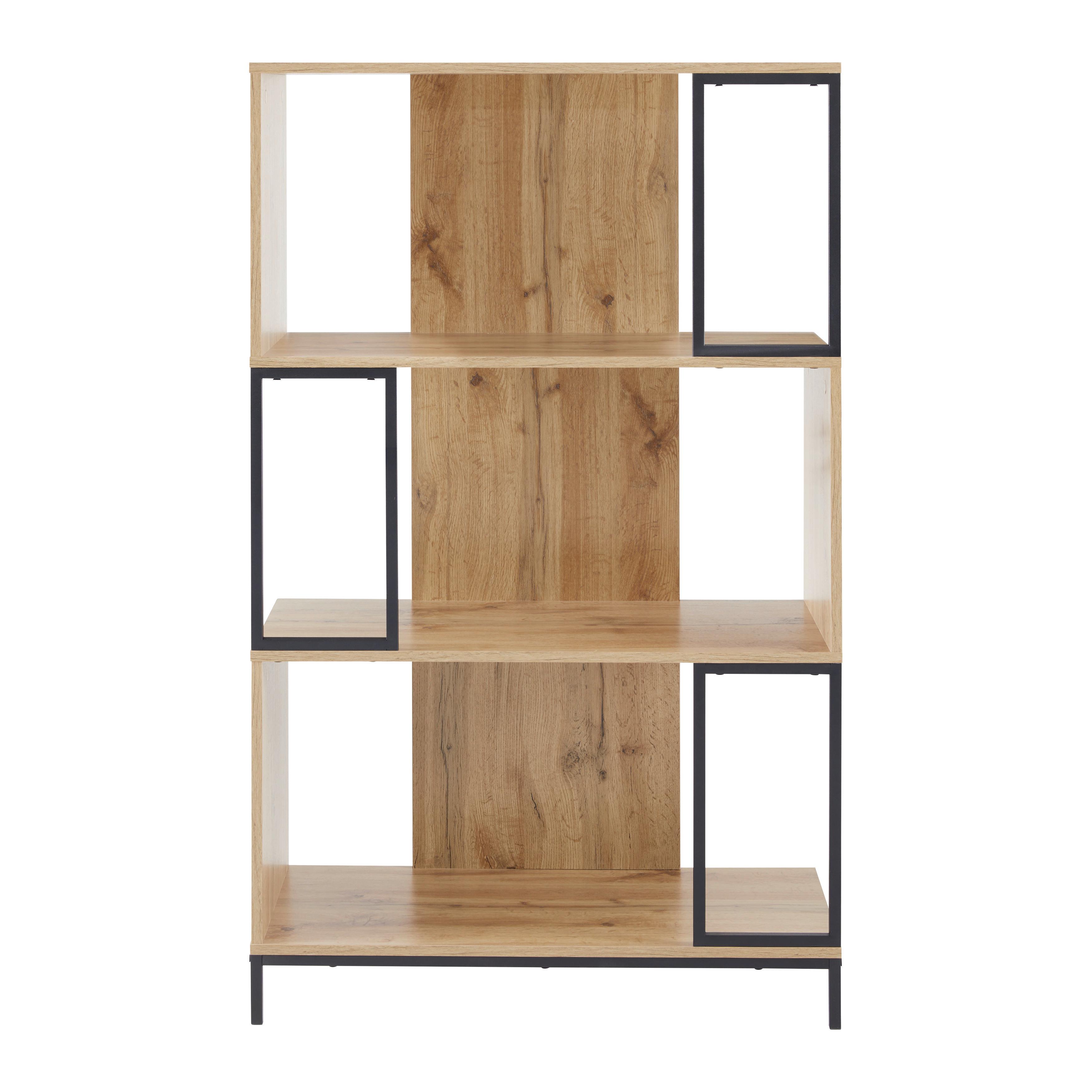 FRISTÅENDE HYLLA GENY - svart/ekfärgad, Modern, metall (80/136/40cm) - Bessagi Home