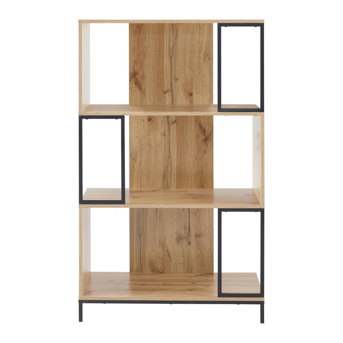 Regal Geny Eichefarben/Schwarz MDF - Eichefarben/Schwarz, MODERN, Metall (80/136/40cm) - Bessagi Home
