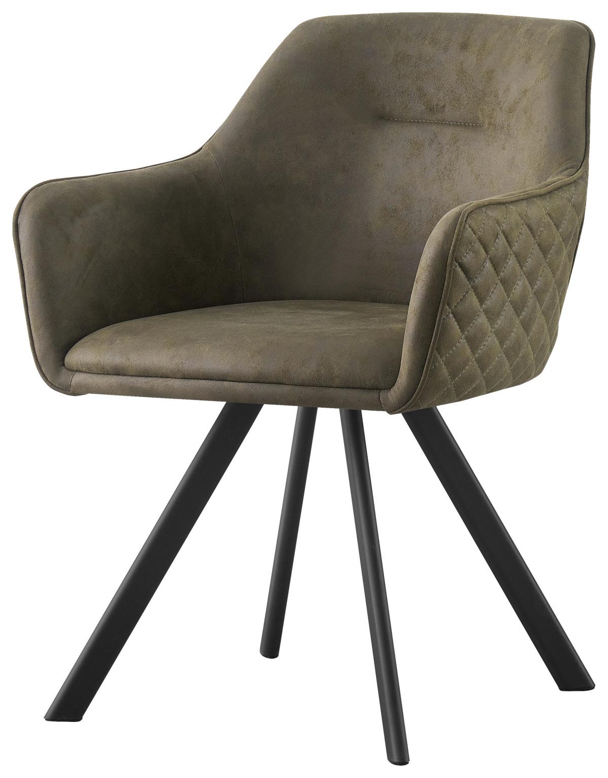 KRZESŁO Z PODŁOKIETNIKAMI MARKO - zielony/czarny, Design, metal/tkanina (58,5/78,5/60cm) - Hom`in