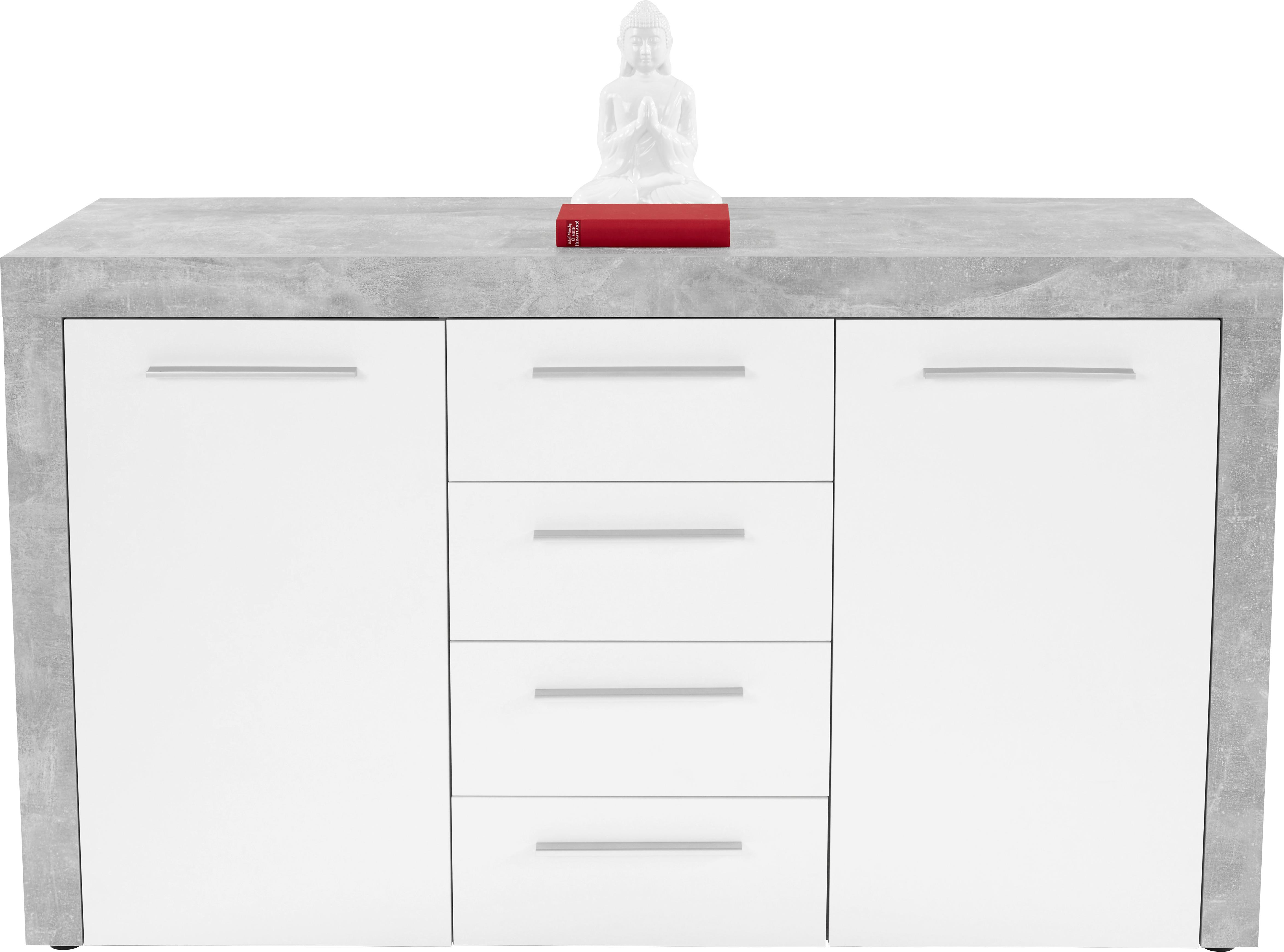 Komoda Focus, Bela, Siva - siva/črna, Moderno, leseni material (149/86/45cm) - Mömax