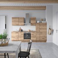 Küchenblock Structura Low m. Geräten Eiche dunkel - Eiche dunkel/Eichefarben, MODERN, Holzwerkstoff/Metall (300cm) - Nobilia