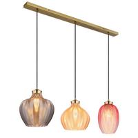 HÄNGELEUCHTE 15898-3H - Goldfarben/Multicolor, Basics, Glas/Metall (90/25/120cm) - Globo