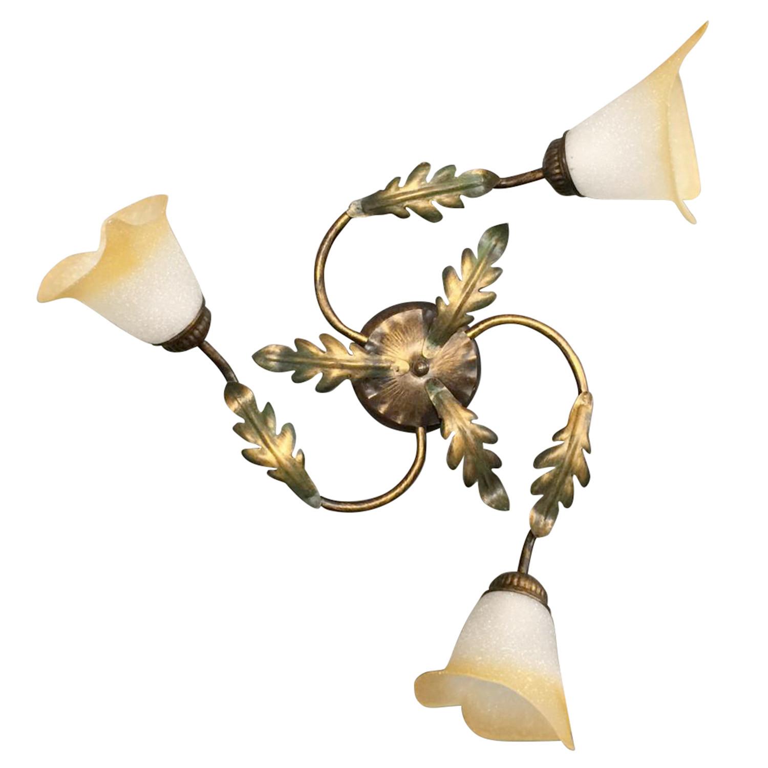 Deckenleuchte Quercia Bronze/Olivgrün max. 6 Watt - Bronzefarben/Olivgrün, ROMANTIK / LANDHAUS, Glas/Metall (50/50/20cm)