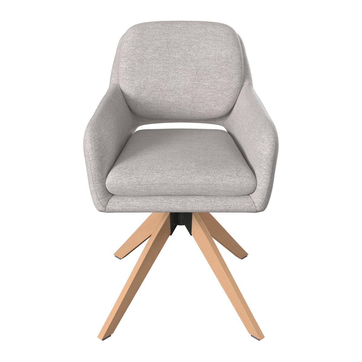 Armlehnstuhl Adrien Greige Webstoff Drehbar Gepolstert - Greige/Naturfarben, MODERN, Holz/Textil (64/59/92cm) - Bessagi Home