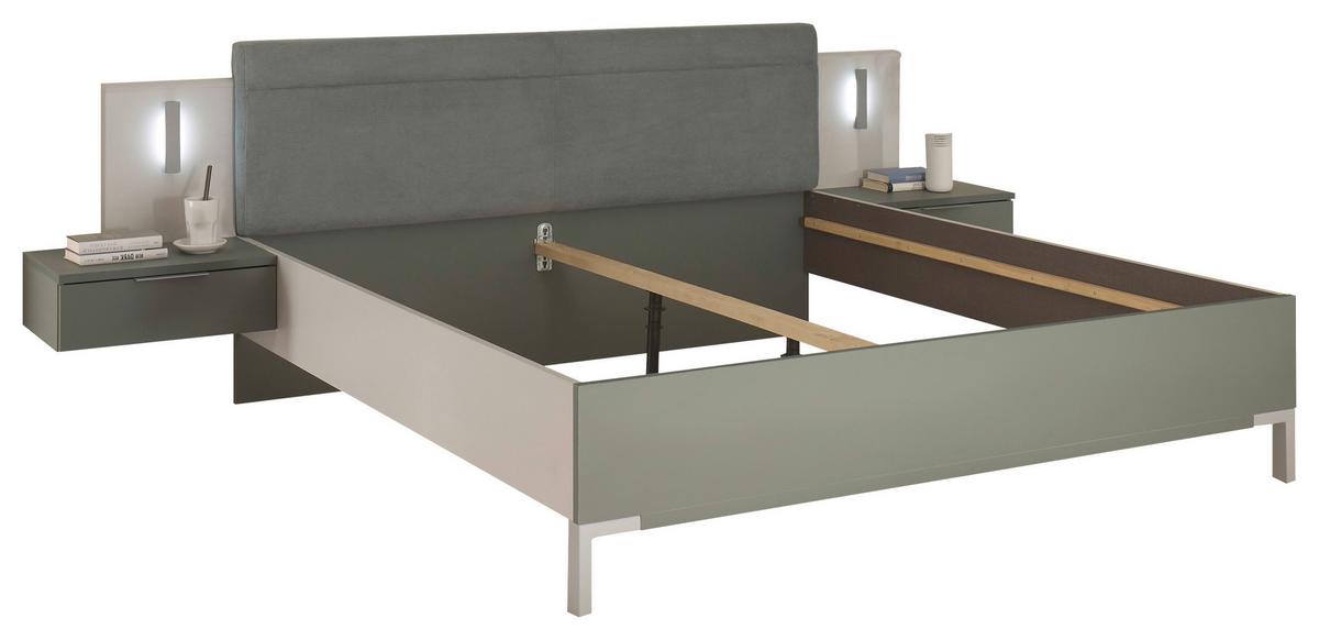 Set Kreveta I Noćnih Ormarića Modeste - boje kadulje/svijetlo siva, Moderno, drvni materijal (180/200cm)