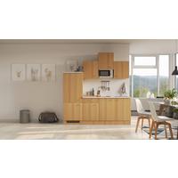 Kuhinjski Blok Z Aparati Nano, Barva Bukve - barve nerjavečega jekla/barve bukve, Moderno, umetna masa/leseni material (210cm) - FlexWell