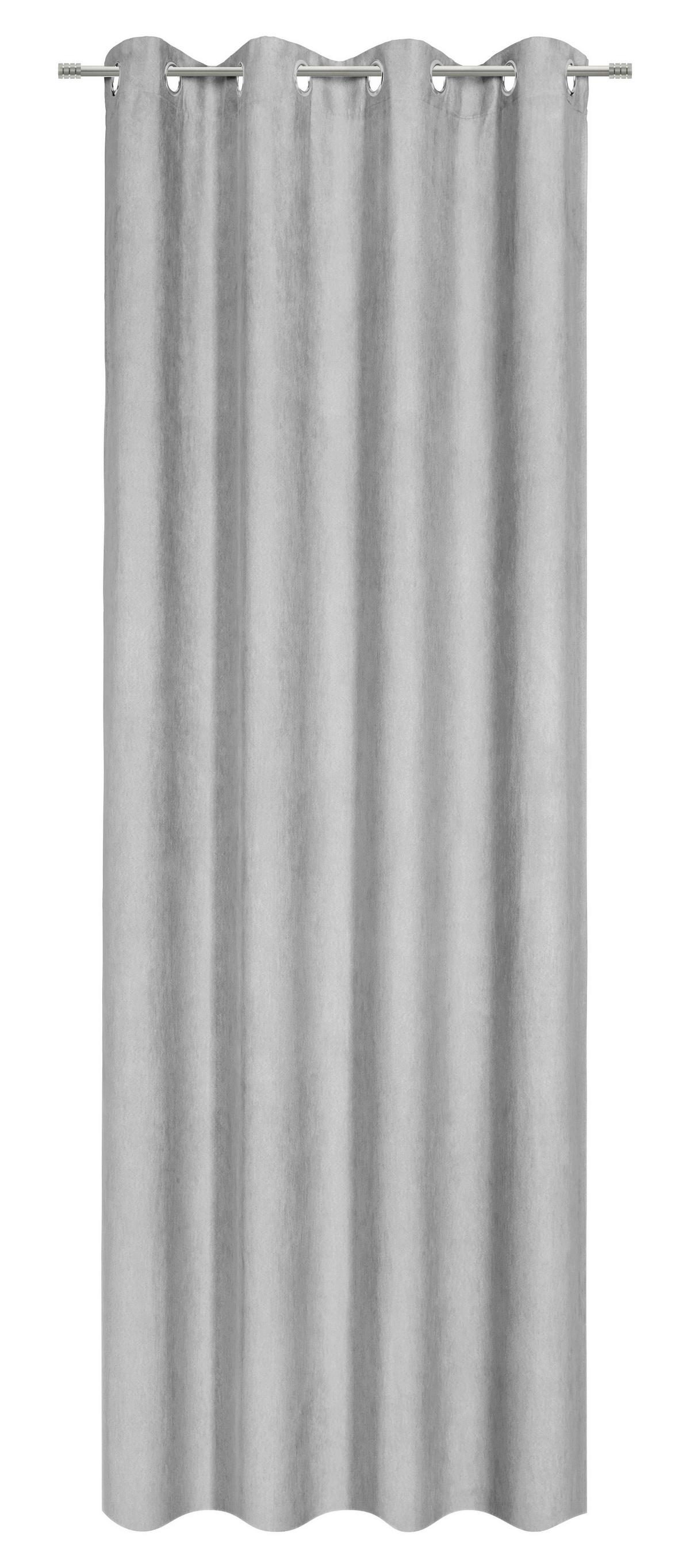 Ösenvorhang Velours in Grau ca. 140x245cm - Grau, KONVENTIONELL, Textil (140/245cm) - Modern Living