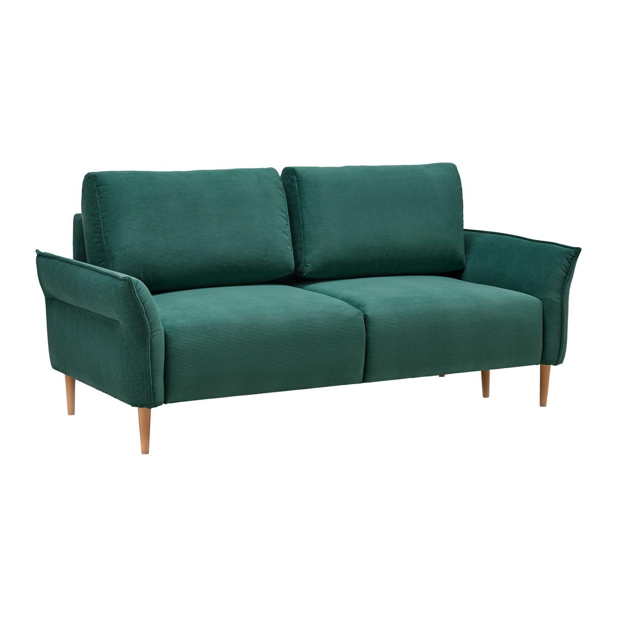 Trosjed Custom - tamno zelena/prirodne boje, Moderno, tekstil/drvo (183/85/92cm) - Mömax