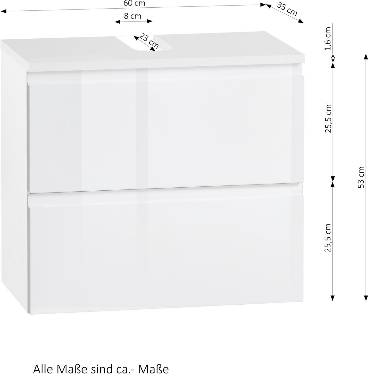 SZAFKA POD UMYWALKĘ CARDIFF - biały, Design, materiał drewnopochodny (60/53/35cm) - Xora
