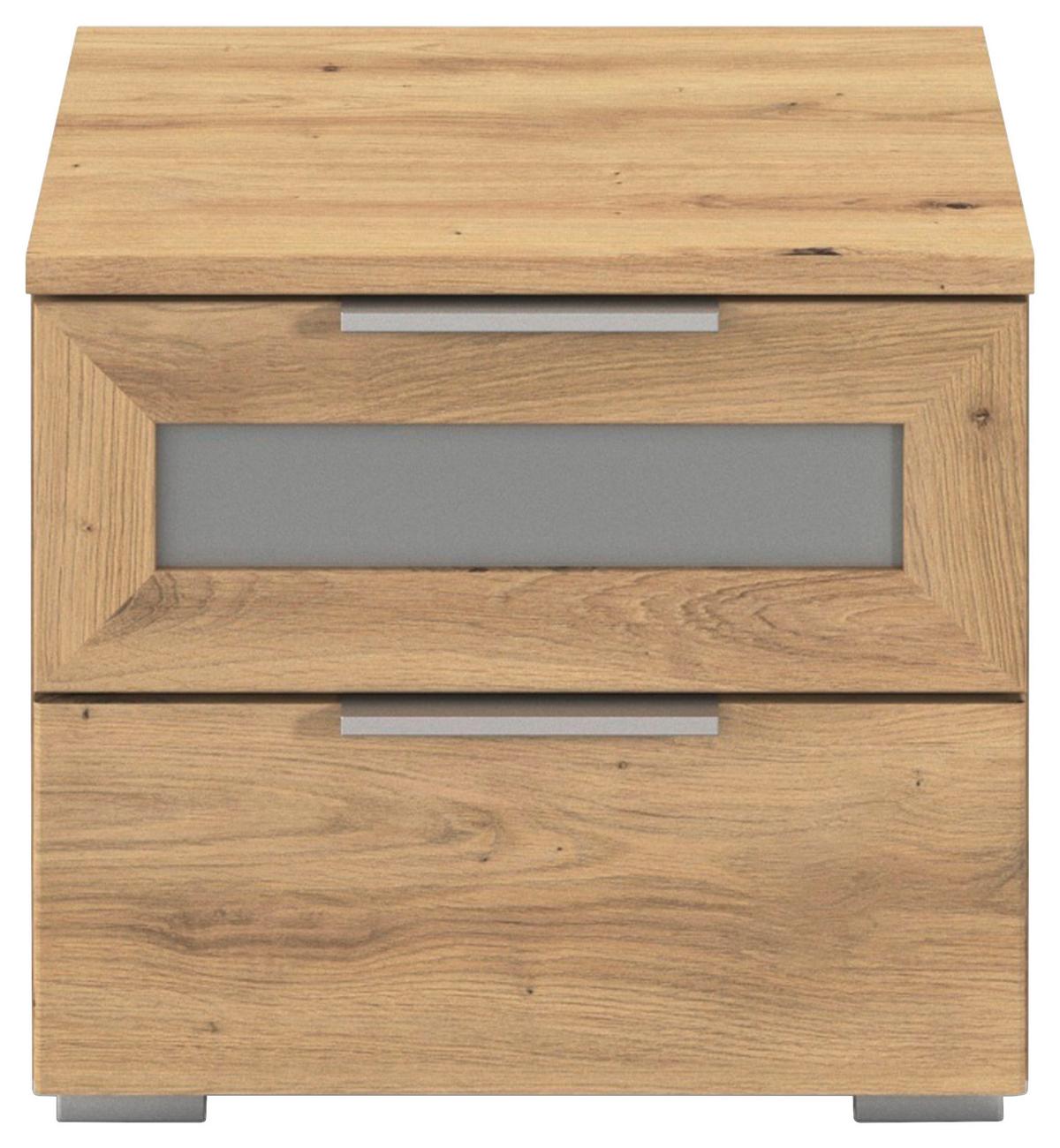 Noćni Stolić Mars 2l-Gr - hrast Artisan/boje aluminija, Basics, drvni materijal/metal (40/36/40cm) - Modern Living