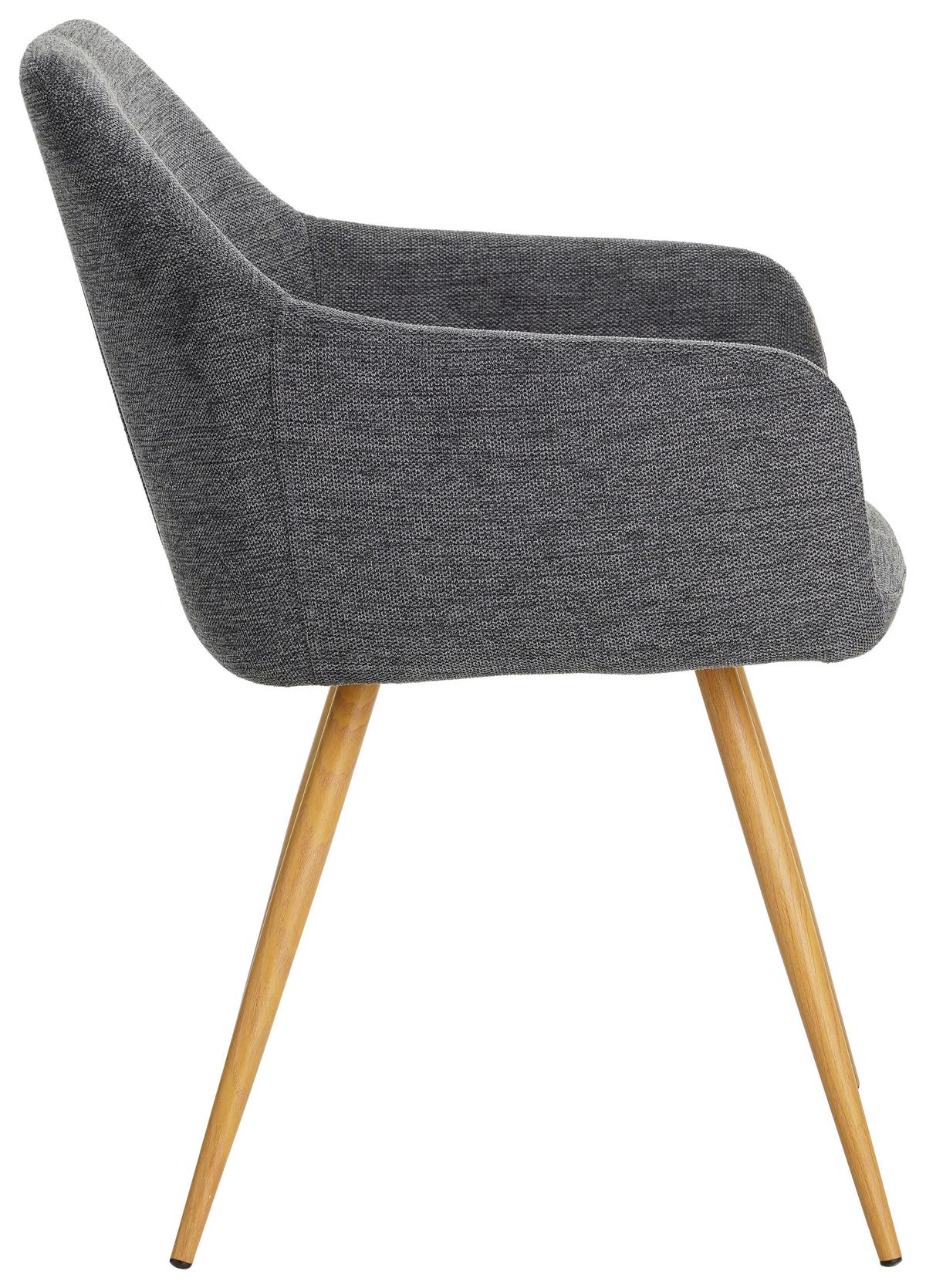KRZESŁO Z PODŁOKIETNIKAMI MELINDA - antracytowy/kolor naturalny, Modern, metal/tkanina (56/81,5/63cm) - MID.YOU