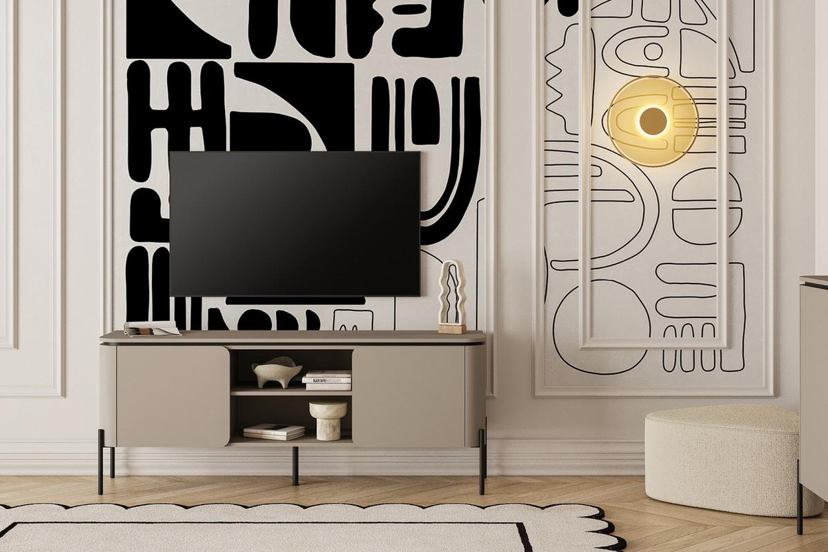 Tv Elem Bello - bézs, Modern, faalapú anyag (163/65/40cm)