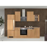 Küchenblock "Nano" , Buche - Edelstahlfarben/Beige, MODERN, Glas/Holzwerkstoff (280cm) - FlexWell