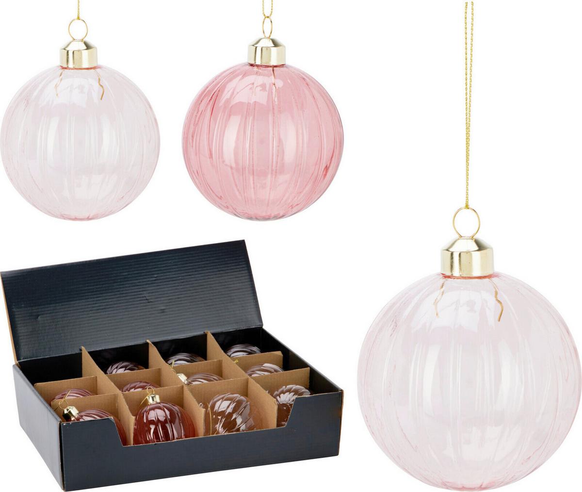 Christbaumkugel ROZE - Hellrosa/Rosa, Glas (8/8/8cm)