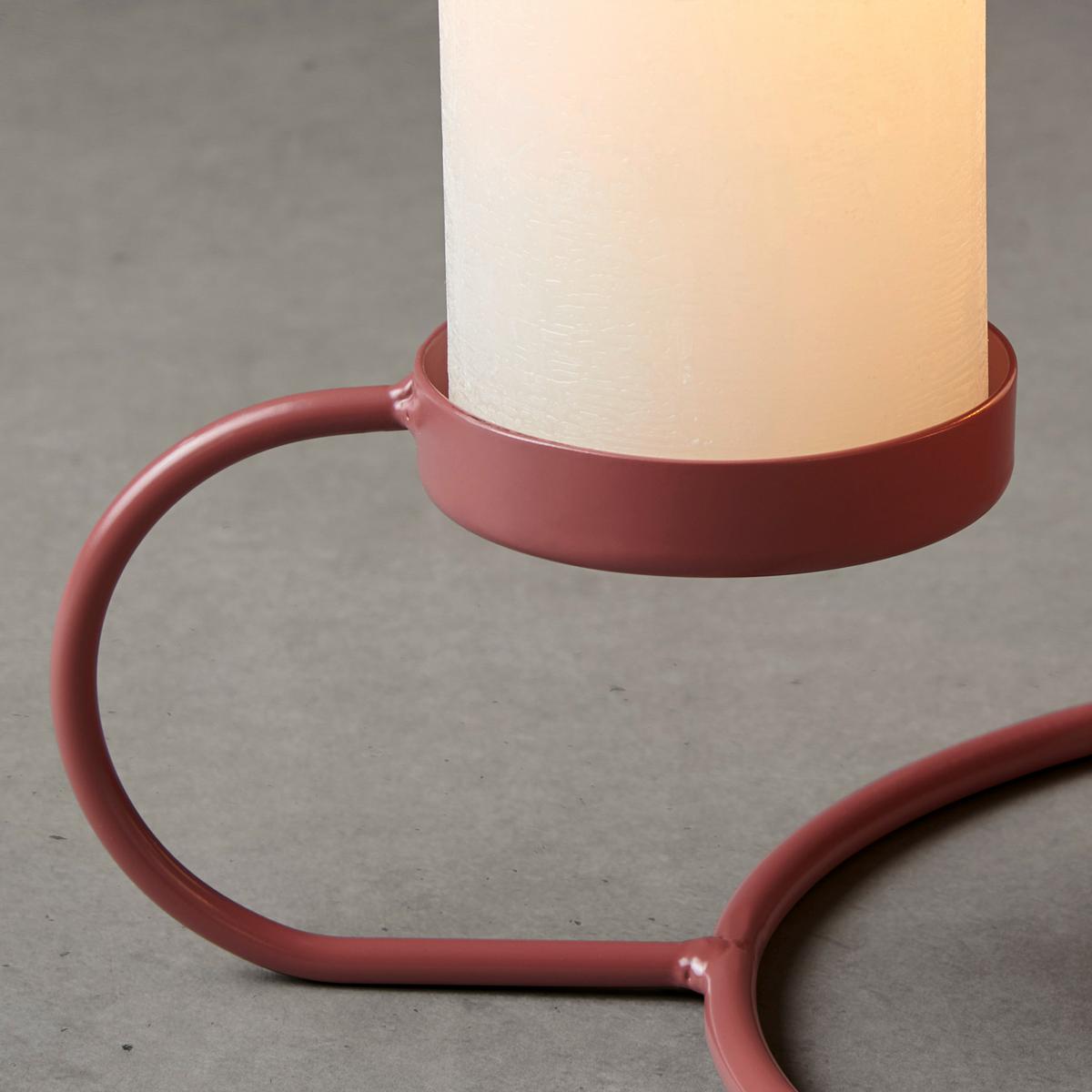 Kerzenhalter Katha in Rot - Beere, Metall (40,5/9cm) - Visiona