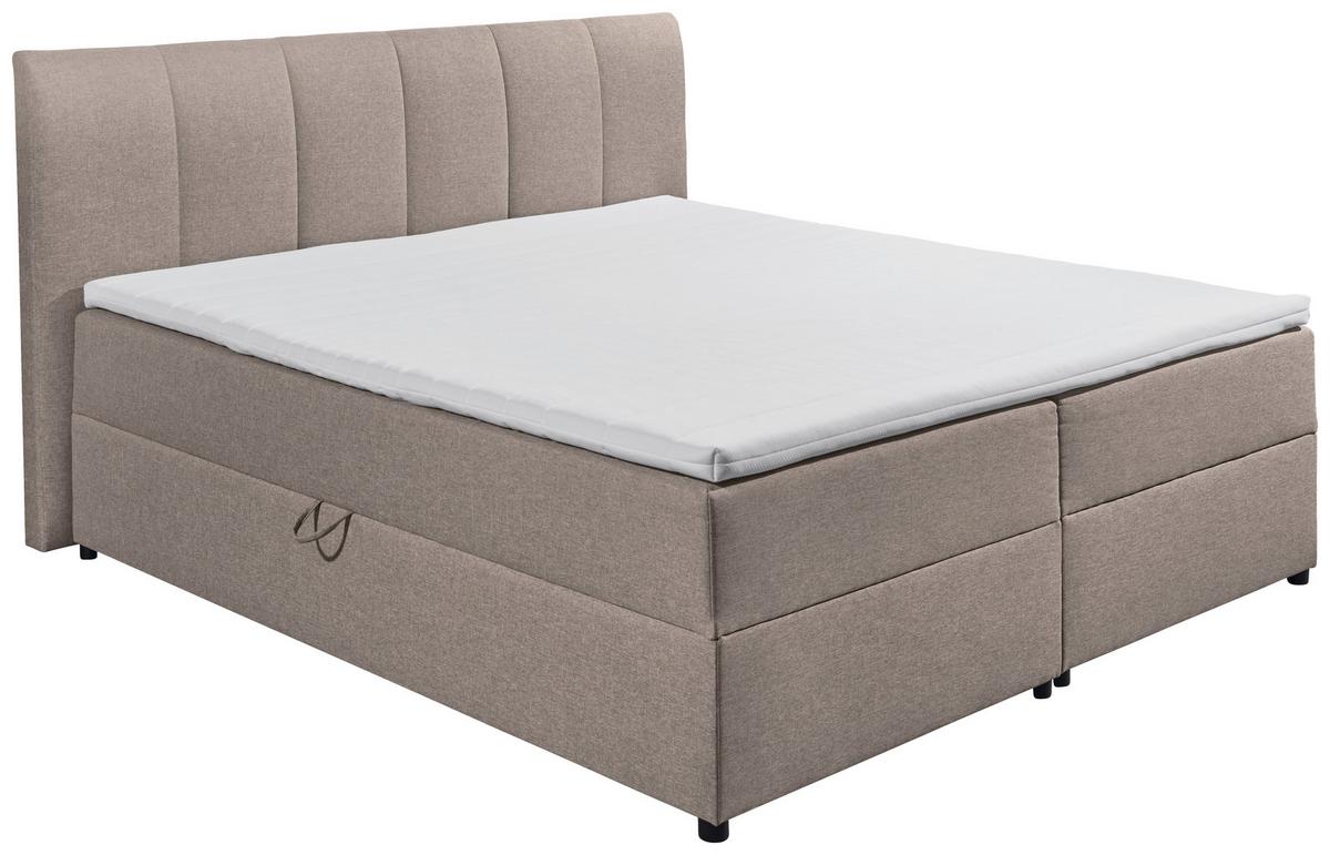 Boxspringbett Granada ca. 180x200 cm Schlammfarben - Schlammfarben/Schwarz, Basics, Kunststoff/Textil (180/200cm) - MID.YOU