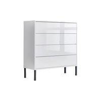 Kommode Mailand Typ 3 Weiß - Weiß Hochglanz/Anthrazit, MODERN, Holzwerkstoff/Metall (79/86/33cm) - MID.YOU