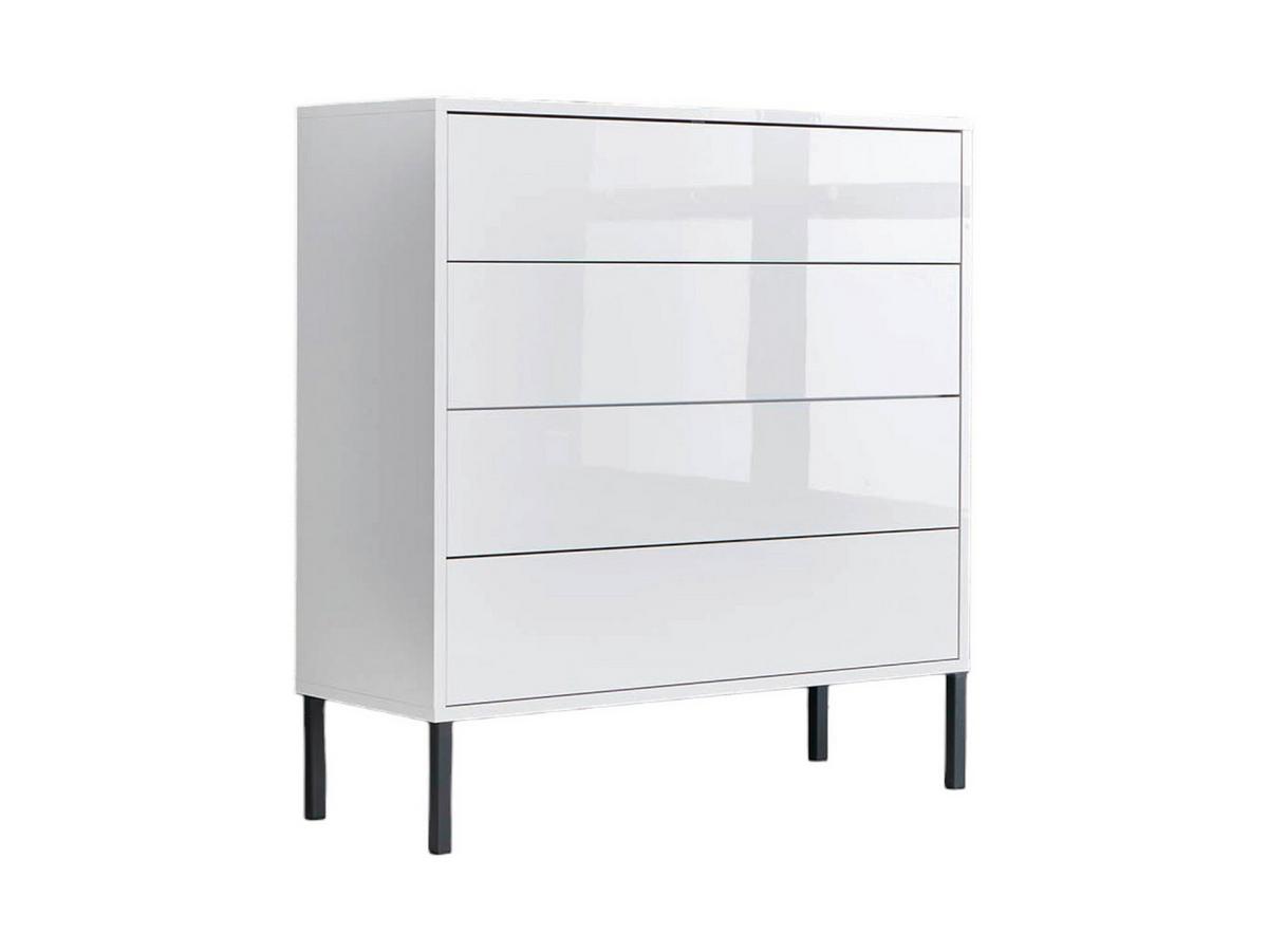 Kommode Mailand Typ 3 Weiß - Weiß Hochglanz/Anthrazit, MODERN, Holzwerkstoff/Metall (79/86/33cm) - MID.YOU