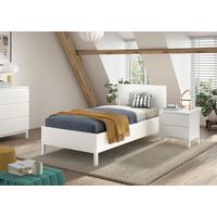 Einzelzimmer EVA Weiß Bett, Nachtschrank teilmassiv - Weiß, MODERN, Holz/Holzwerkstoff - Vipack