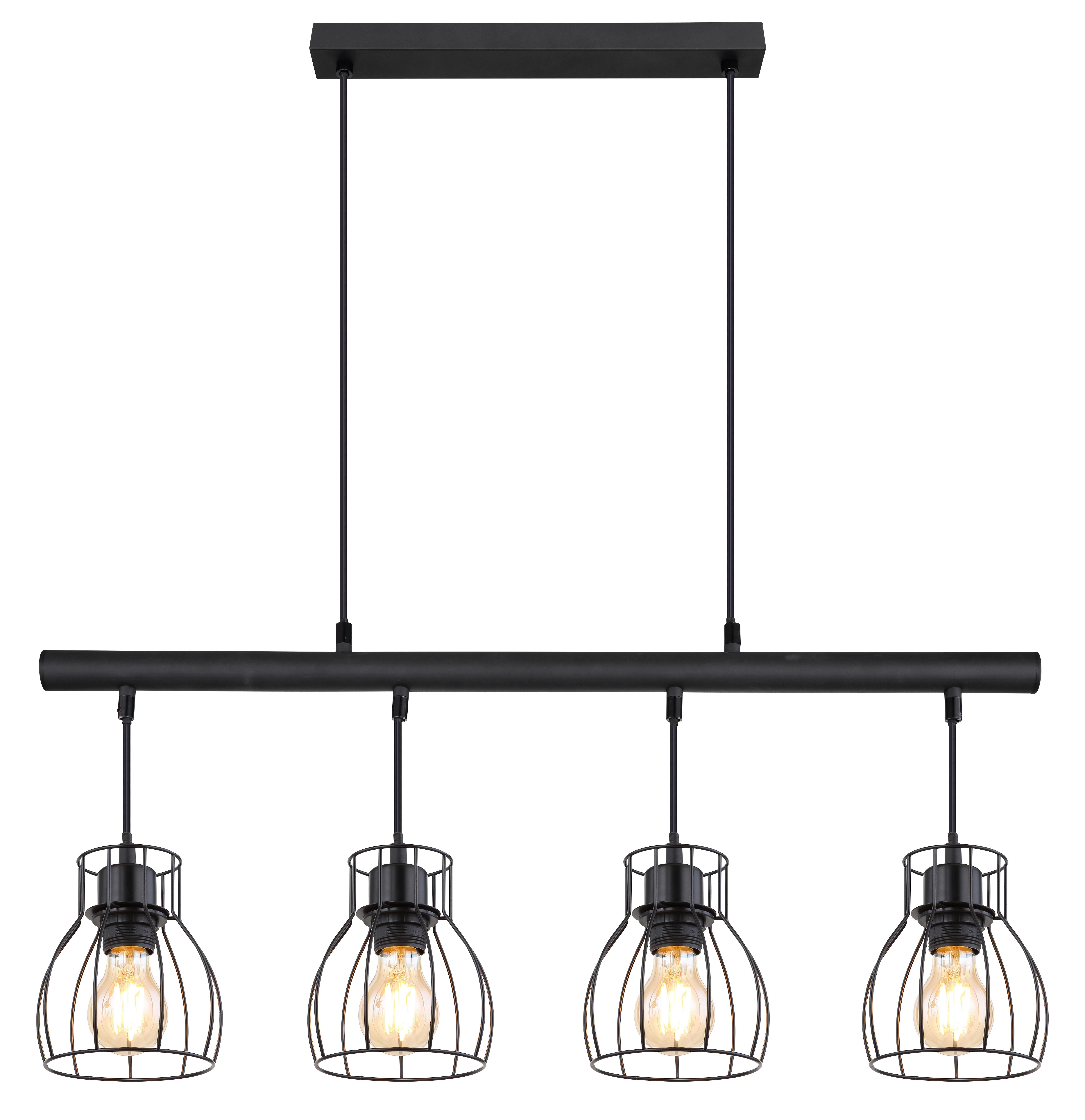 LED-Hängeleuchte Mina Schwarz max. 7 Watt - Schwarz, Trend, Kunststoff/Metall (77/14/120cm) - Globo