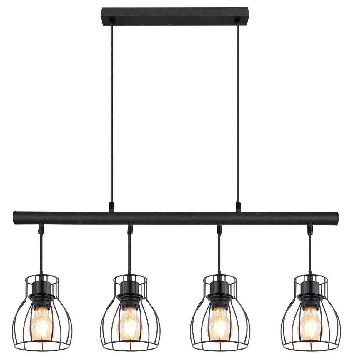 LED-Hängeleuchte Mina Schwarz max. 7 Watt - Schwarz, Trend, Kunststoff/Metall (77/14/120cm) - Globo