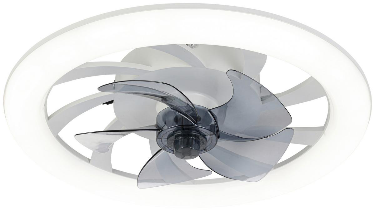 Ventilator de plafon Virti - alb/transparent, Modern, plastic (50/12cm) - Mömax