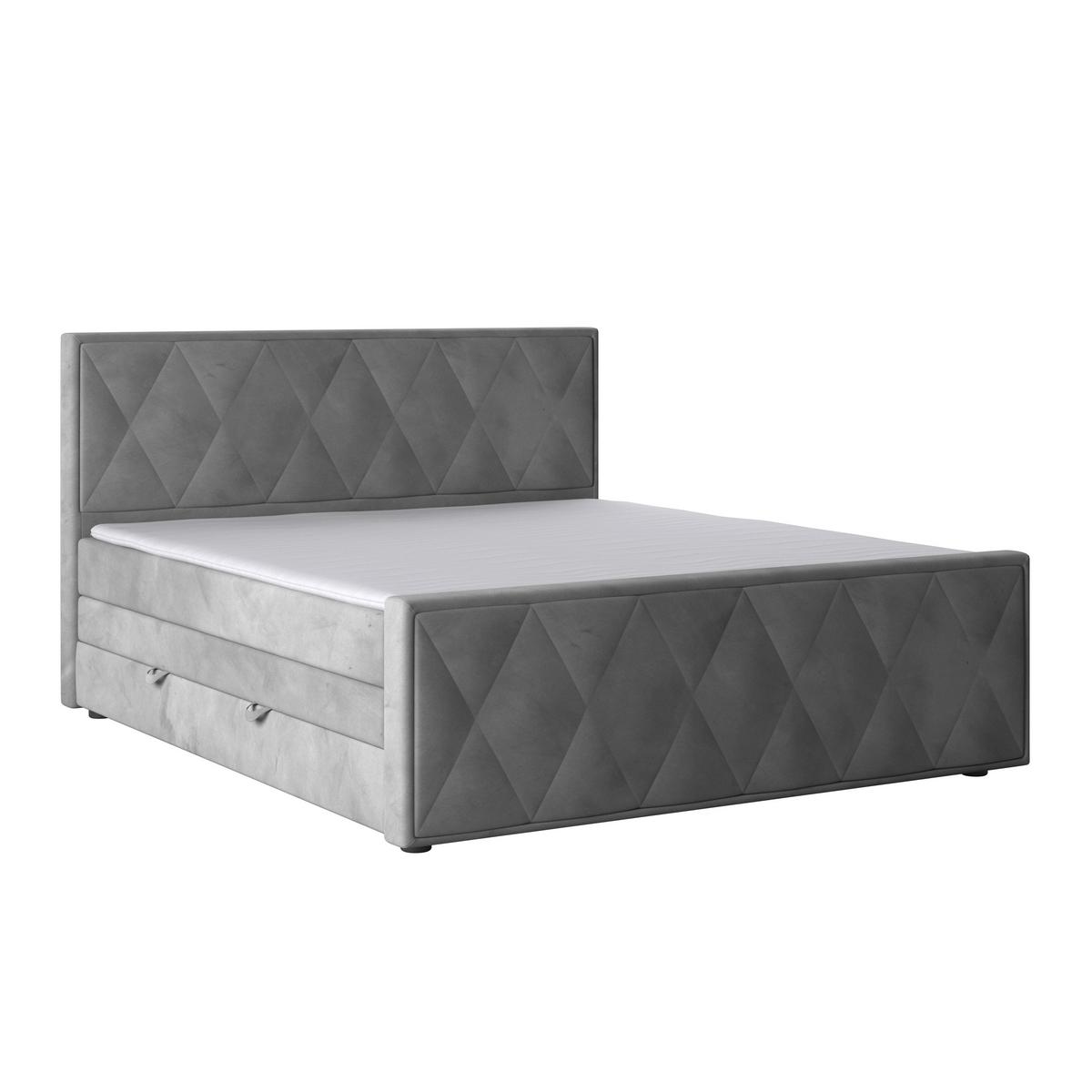 Boxspringbett Porto ca. 180x200 cm Hellgrau - Hellgrau/Schwarz, MODERN, Karton/Holzwerkstoff (180/200cm) - MID.YOU