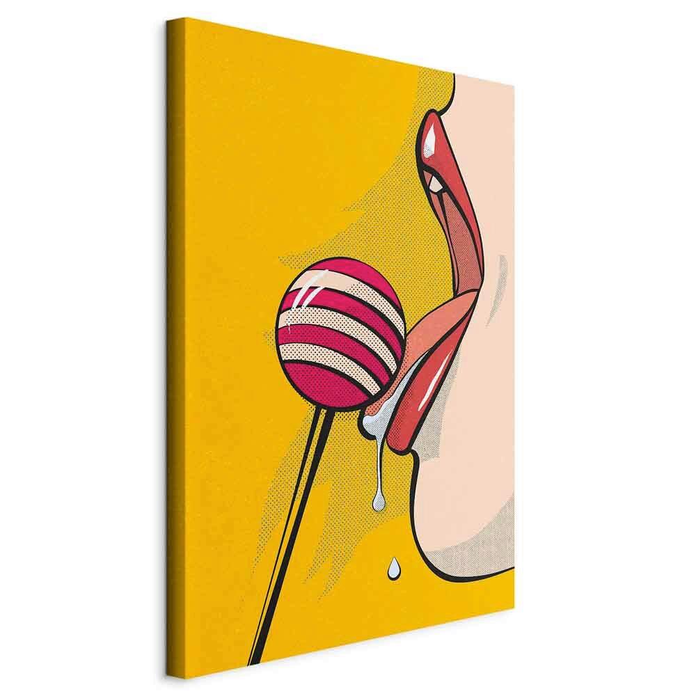 Slika Na Platnu Sweet Lollipop - rdeča/temno rumena, Basics, tekstil/leseni material (40/60/1.2cm) - artgeist