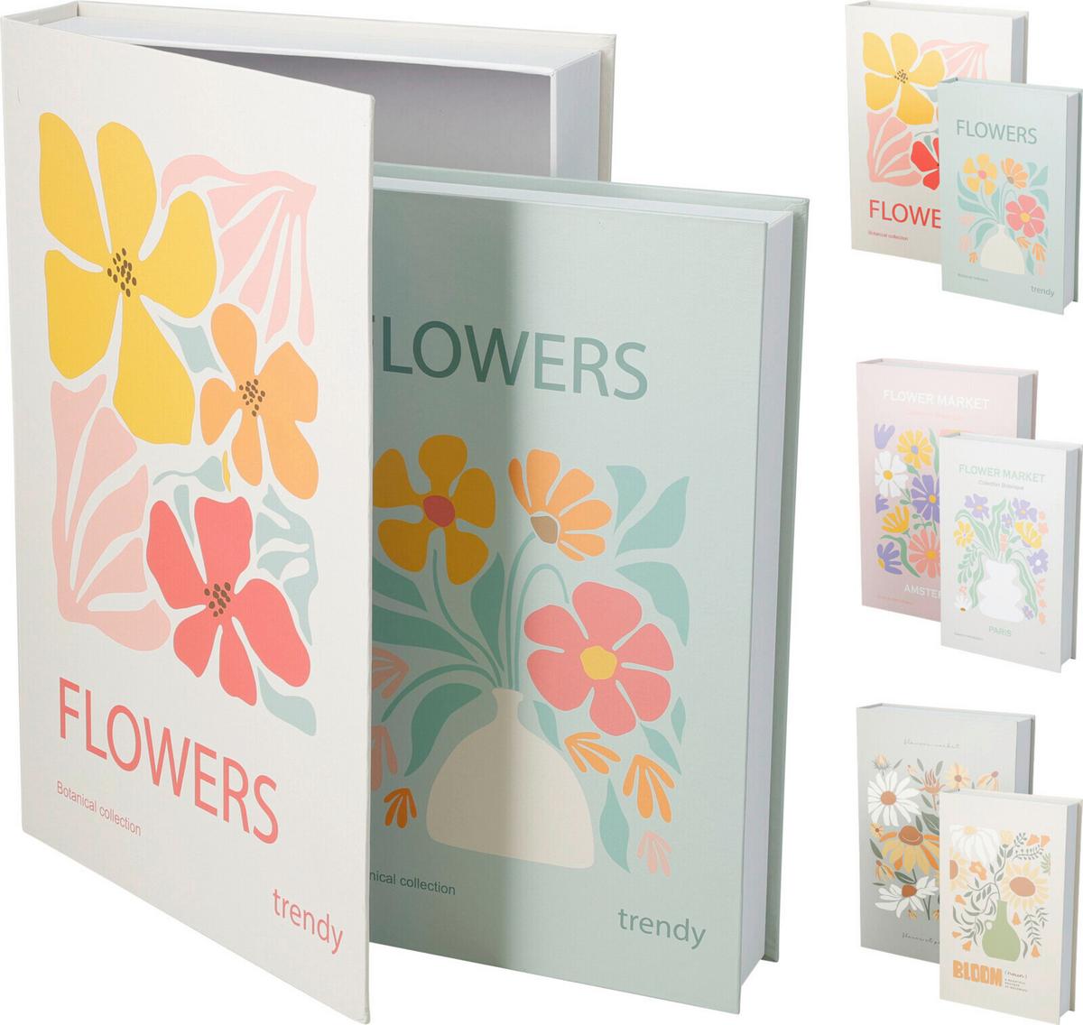 Tárolódoboz 2db/csomag Flowers - többszínű, Basics, papír