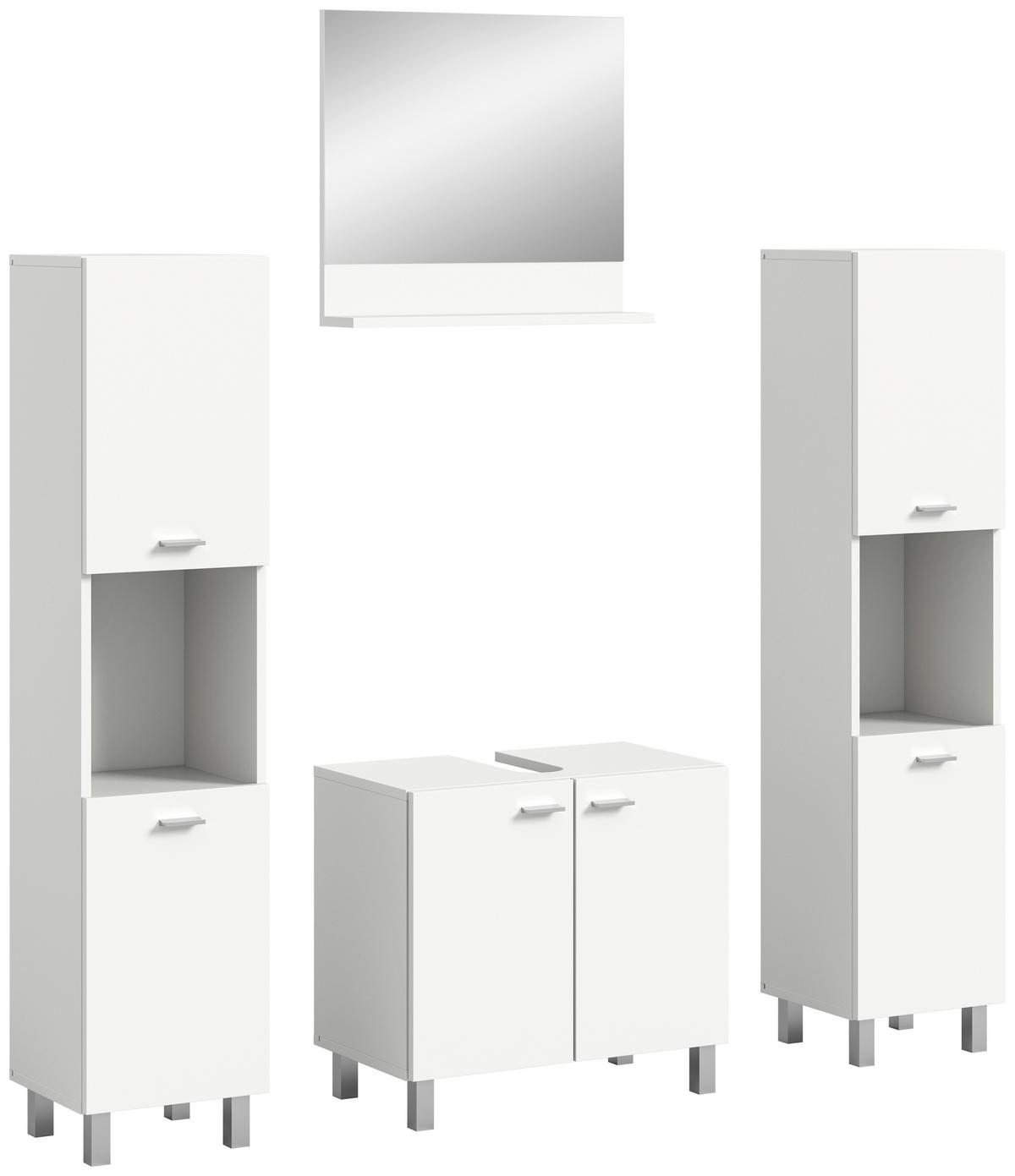 Kopalnica Boston, Bela, 4-Delna - srebrne barve/bela, Moderno, umetna masa/steklo (117cm) - MID.YOU