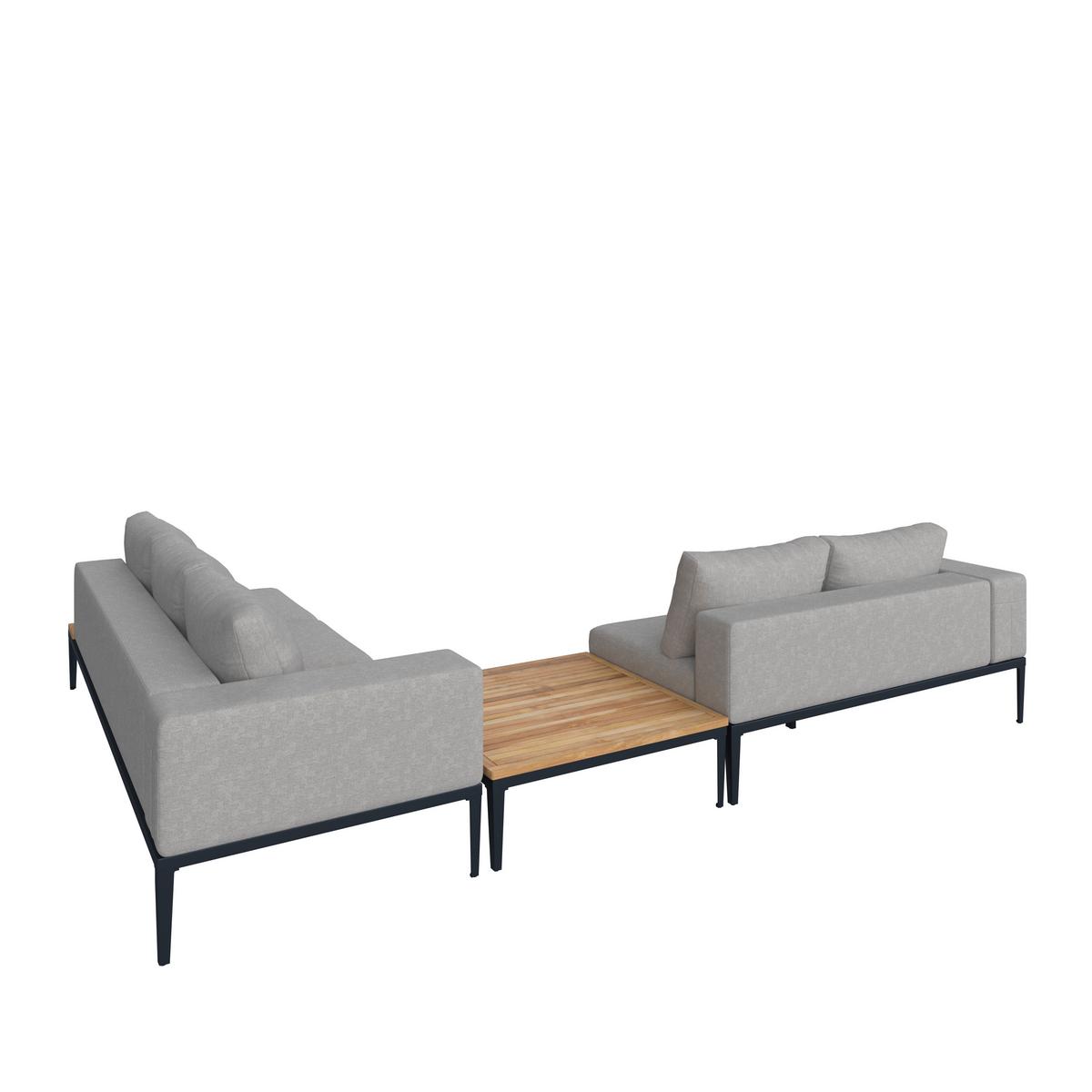 Loungegarnitur "Aurelia", hell/dunkelgrau, Holz/Metall - Dunkelgrau/Hellgrau, Modern, Holz/Textil (248/62,5/90cm) - Bessagi Garden