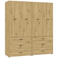 Kleiderschrank Kivo Eiche Artisan - Schwarz/Eiche Artisan, Basics, Holzwerkstoff/Kunststoff (180/199,6/52,1cm) - Based