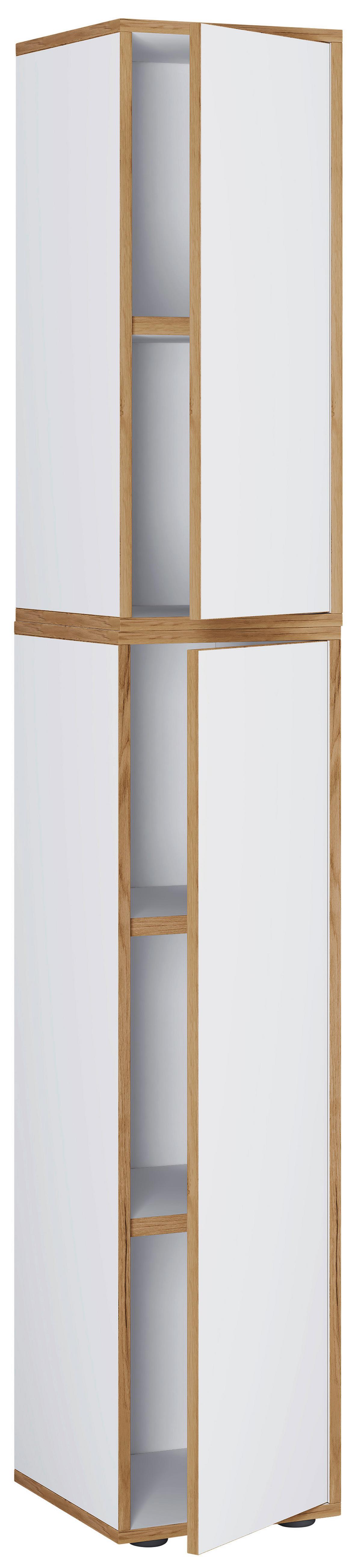 Arhivska Omara Salia B30, Bela, Barva Hrasta - bela/medeni hrast, Design, leseni material (30/183/33cm) - MID.YOU