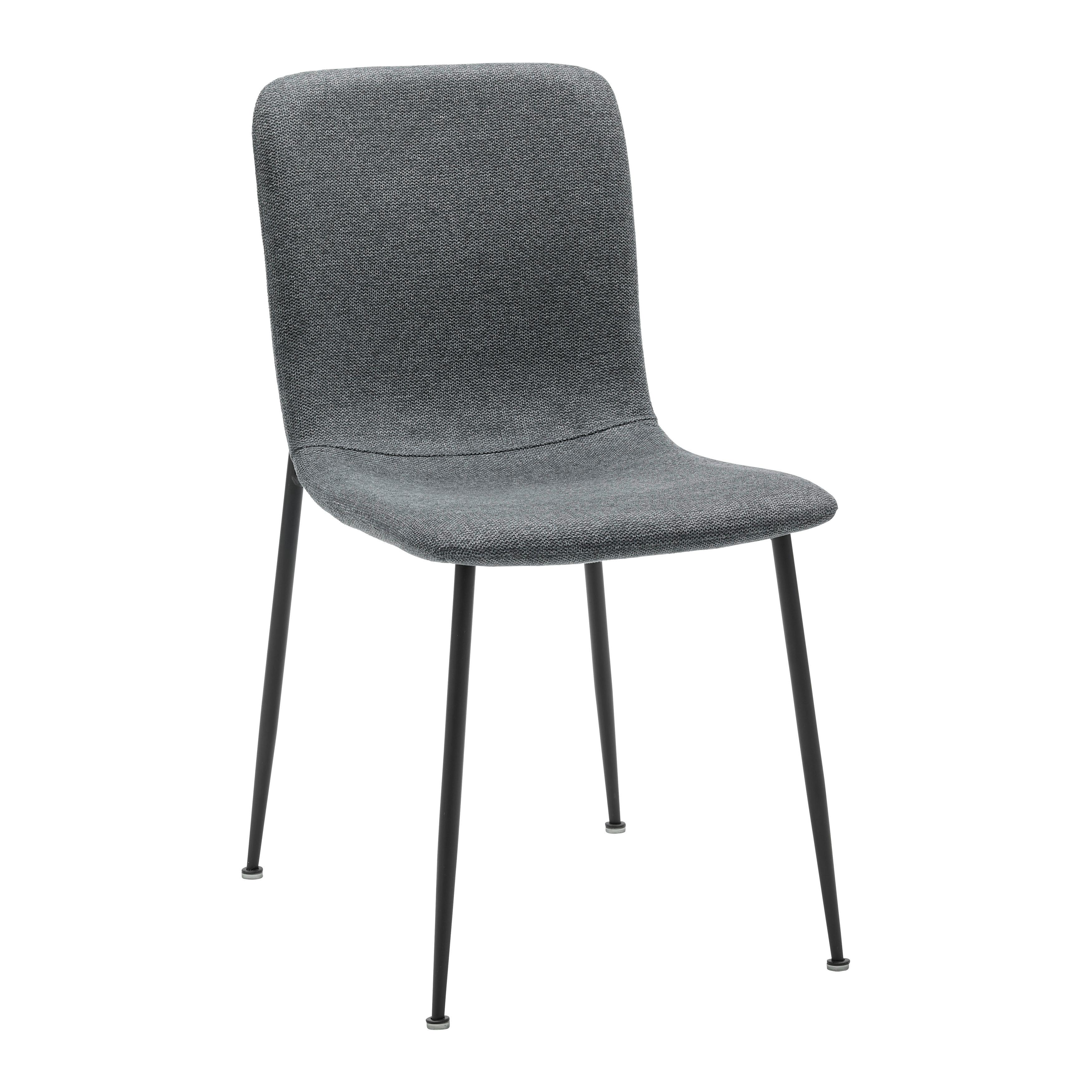 Stuhl Nele Grau Leinenoptik Gepolstert - Schwarz/Grau, MODERN, Holz/Textil (43/83/56cm) - Bessagi Home