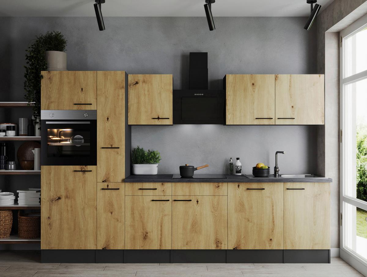 Kuhinjski Blok Z Aparati Oliver, 310cm - črna/siva, Design, kovina/leseni material (310cm) - Respekta