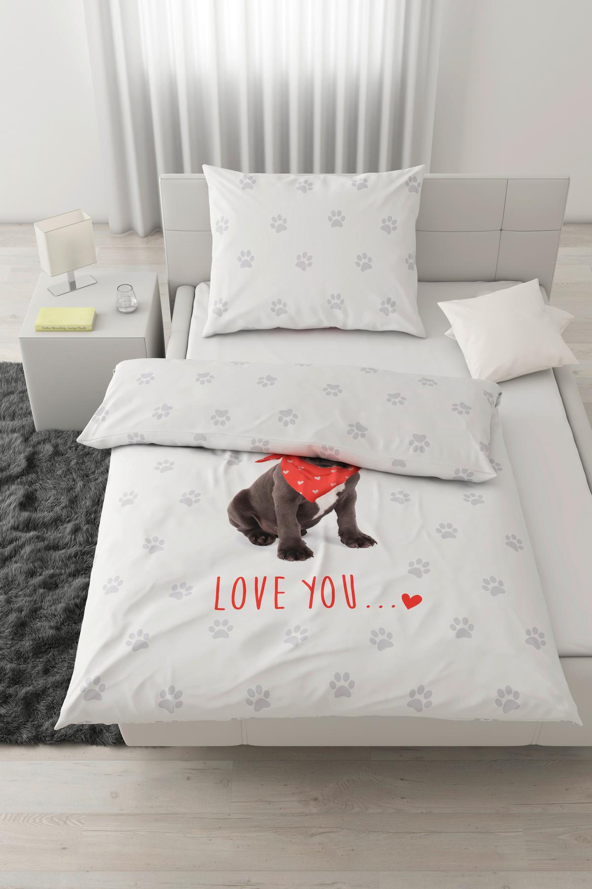 Ágyneműhuzat-garnitúra Doggy - fehér, textil (140/200cm) - Modern Living