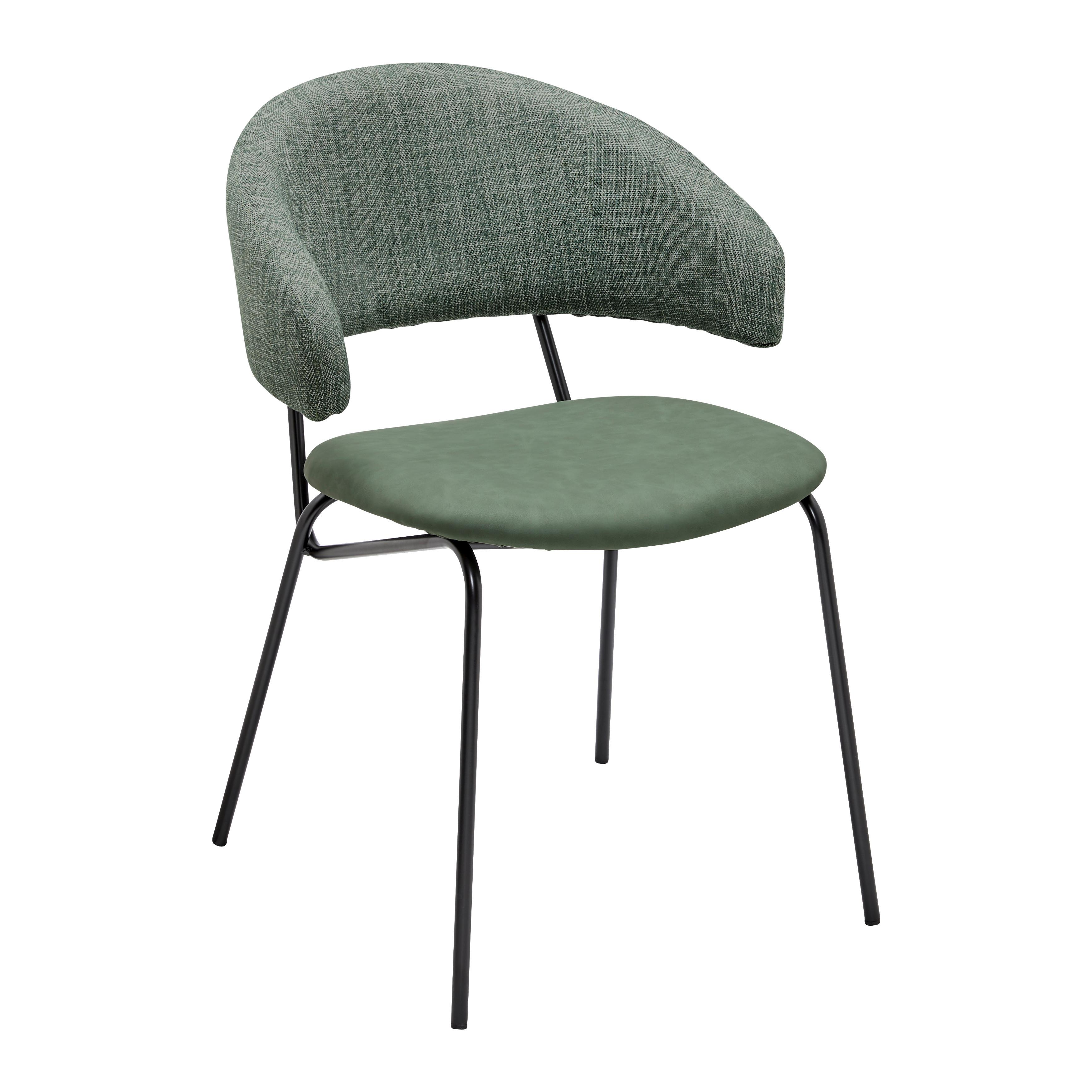 KRZESŁO ELLA - zielony/czarny, Modern, metal/drewno (53/79/61cm) - Bessagi Home