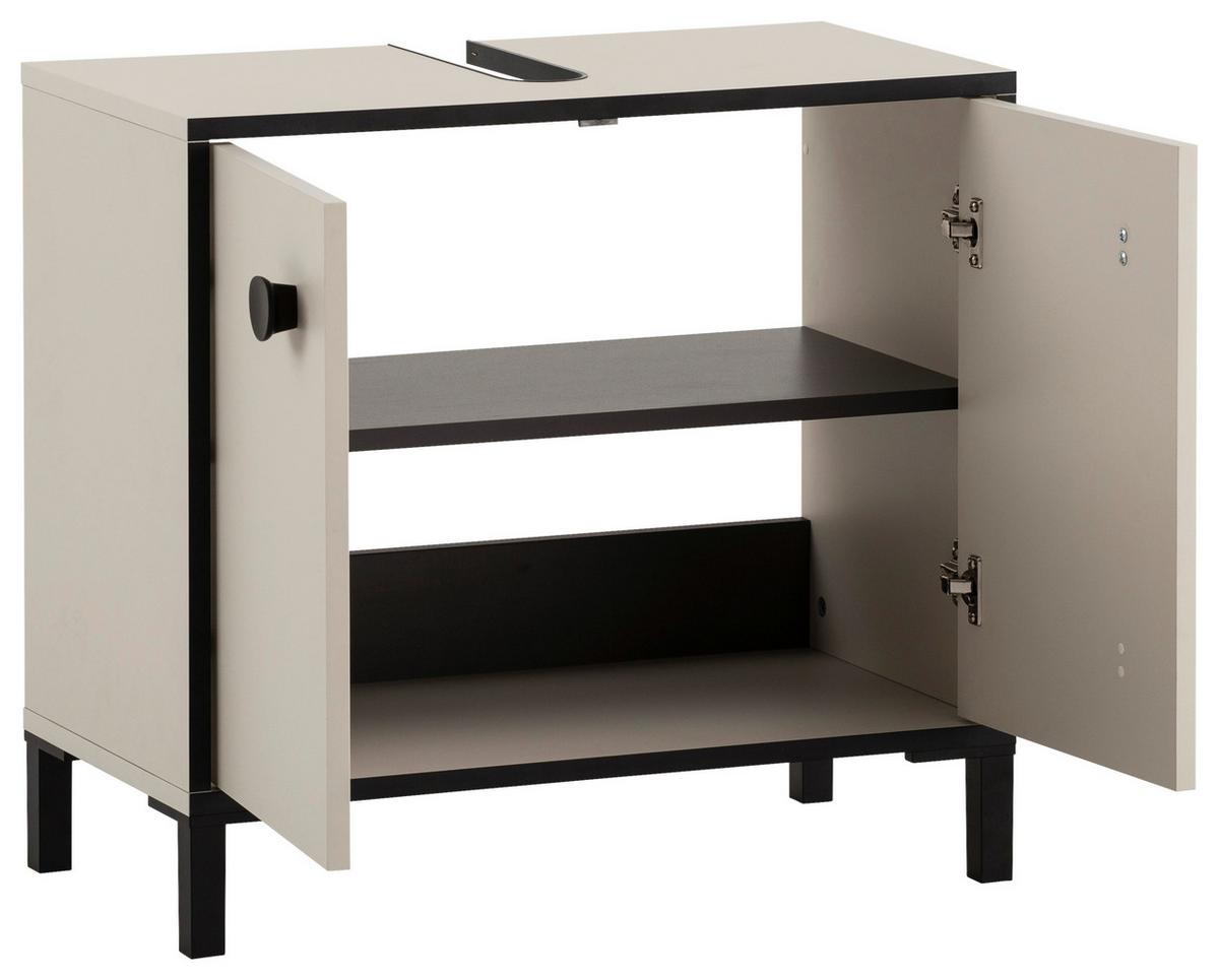 Waschbeckenunterschrank Edda Creme/Beige/Schwarz - Beige/Creme, MODERN, Holzwerkstoff/Metall (65,1/59,1/33,0cm) - MID.YOU