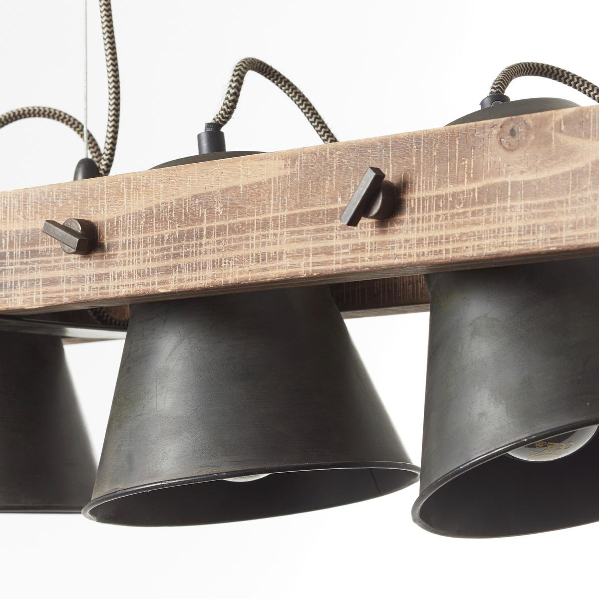 Hängeleuchte Plow in Schwarz max. 10 Watt - Schwarz, Design, Holz/Metall (70/115cm) - Brilliant