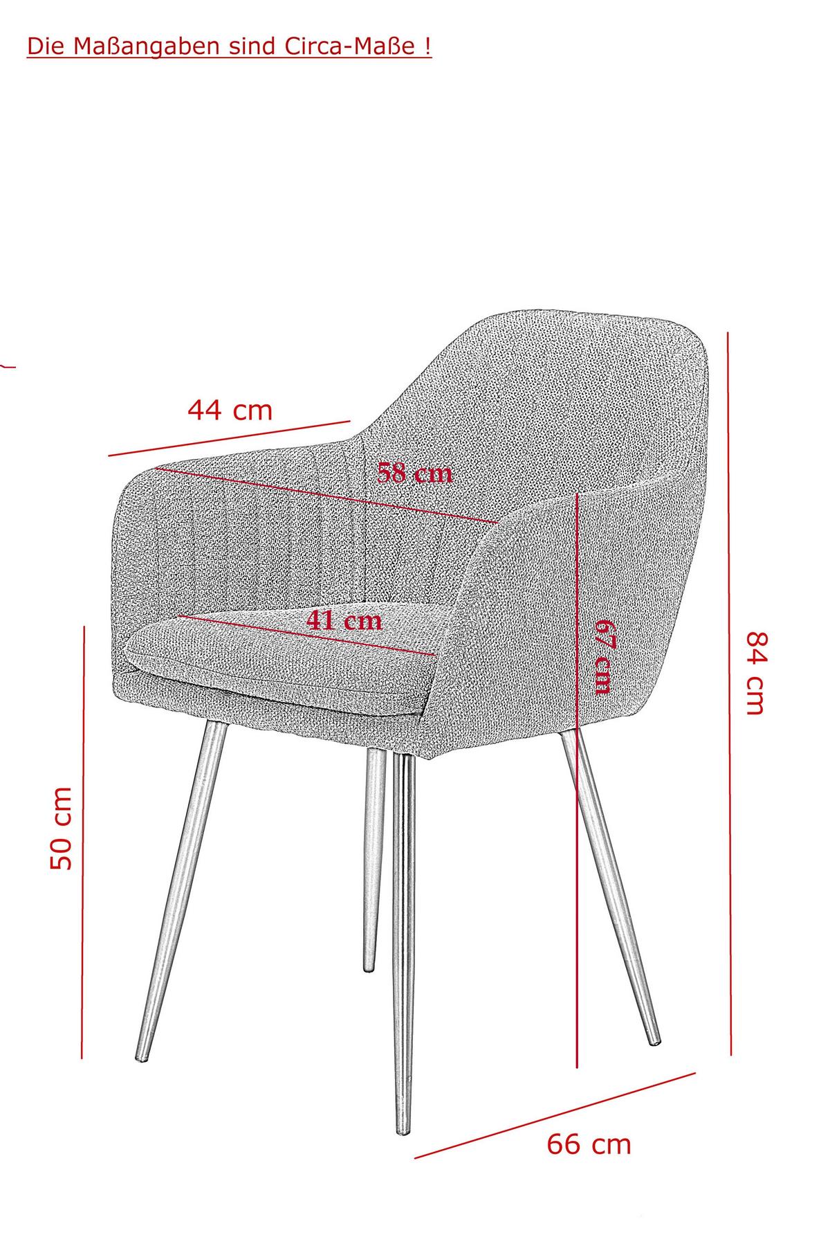 Armlehnstuhl Mila 2er-Set Grau Samt - Schwarz/Grau, MODERN, Textil/Metall (59/84/66cm) - MID.YOU