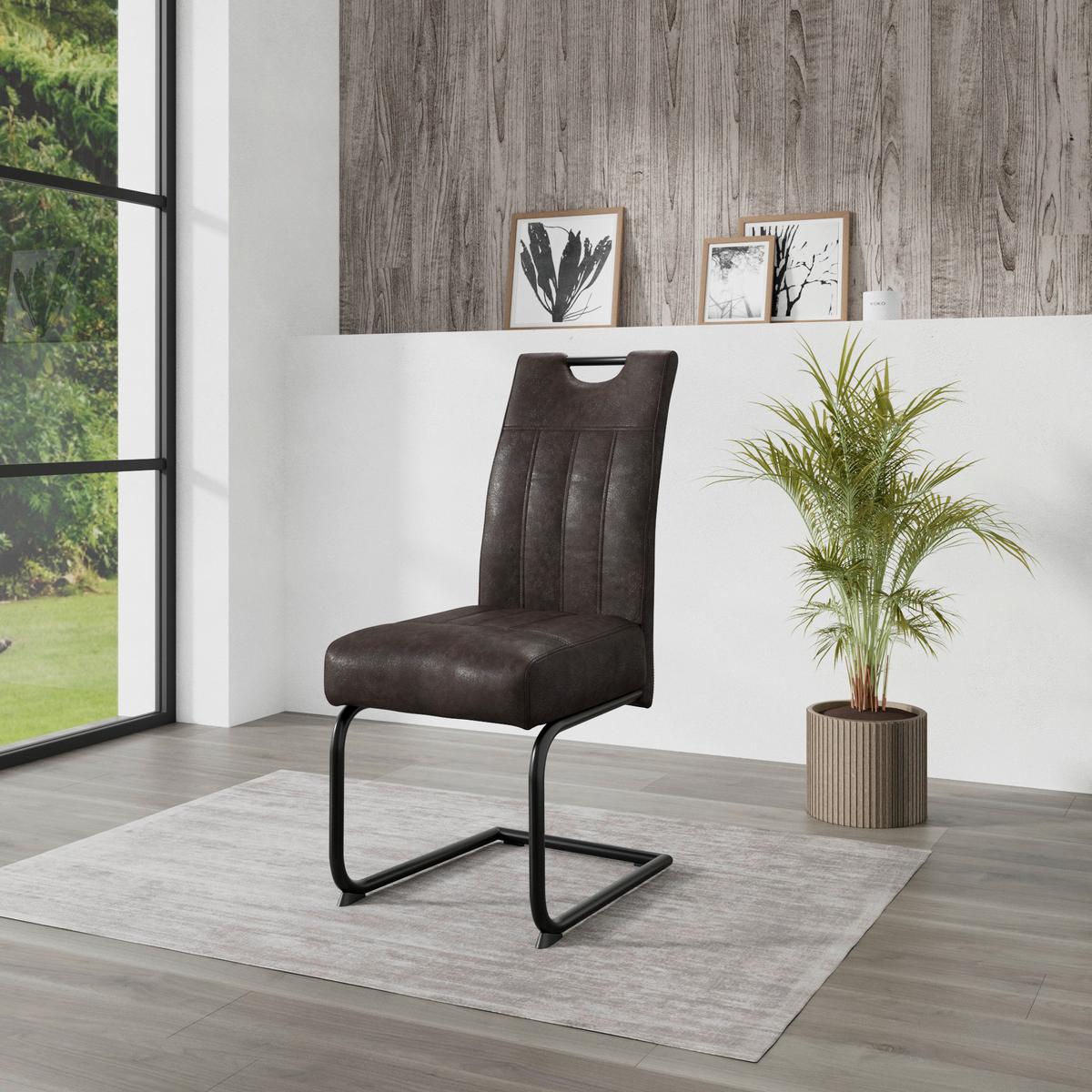Stolica Betty - crna/antracit, Konvencionalno, metal/tekstil (43/99/60cm)